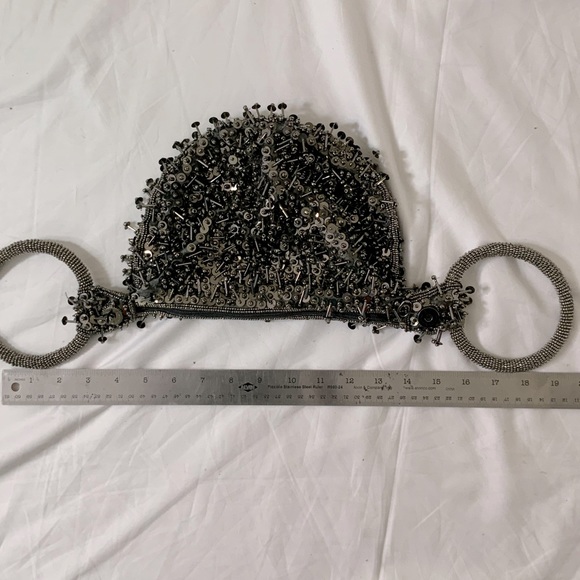 Sphere Beaded Top Handle Bag Wristlet - Picture 7 of 10